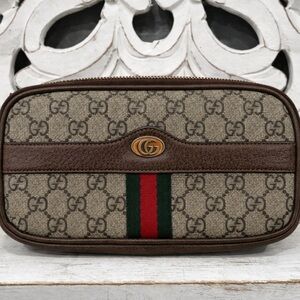 Gucci Ophidia GG Supreme Belt Bag Web Beige Brown 519308 + Dust Bag